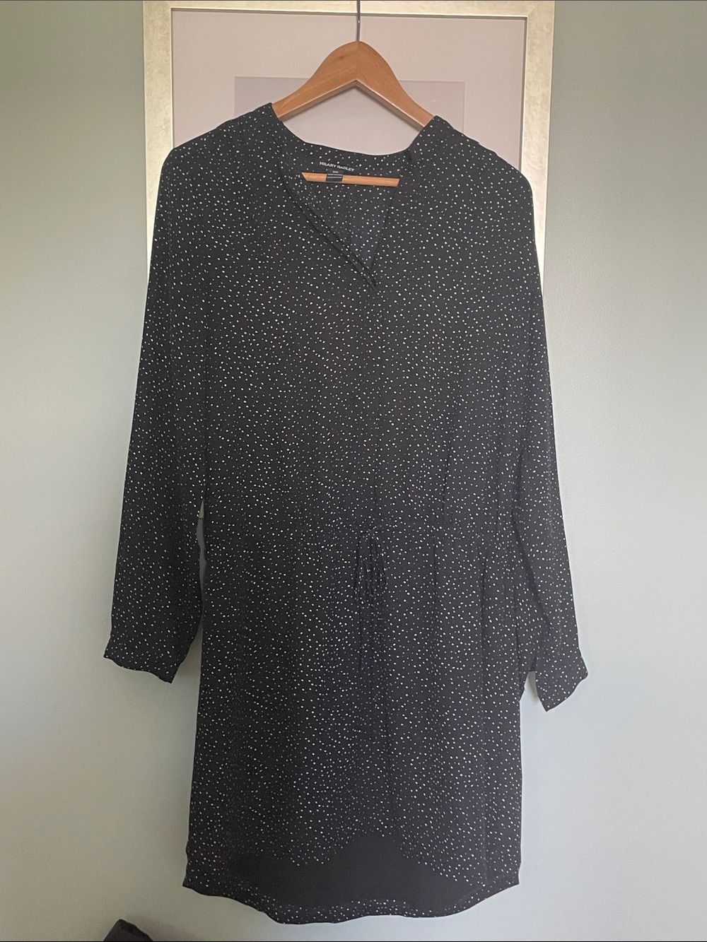 Hilary Radley Black Long-Sleeve Dot Print Shift Dress